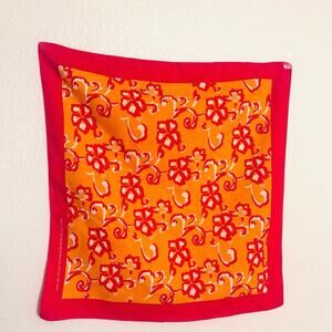 Vintage bright orange red floral 100% cotton traditional Bandanna